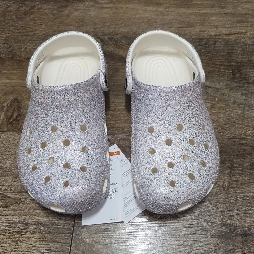 CROCS Kids Sparkly Water Shoes - White and Purple